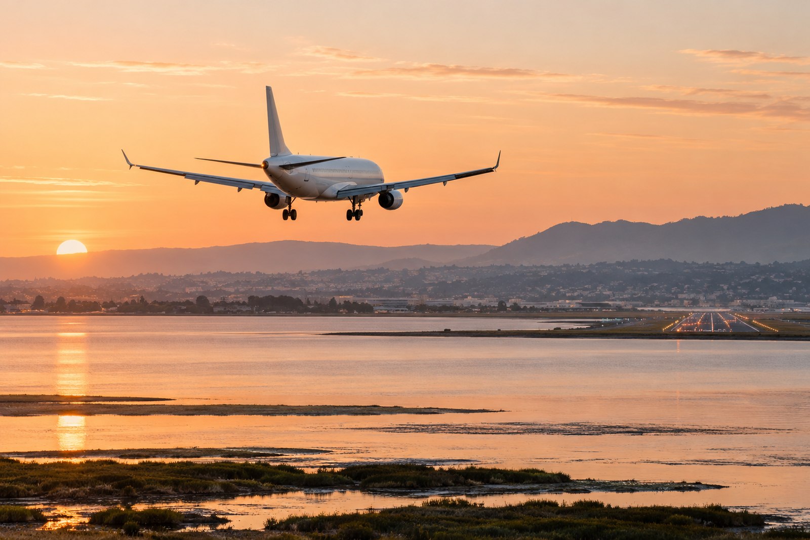 The arrival over the East Bay shore