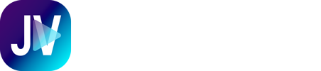 White stylized letters JV on a blue to turquoise gradient background.
