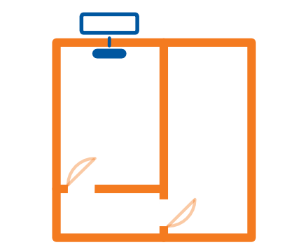 Unit on external wall — pipes go straight through