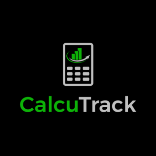 Logo with a calculator icon featuring green upward-trending bars and the text CalcuTrack, with Calcu in green and Track in gray.