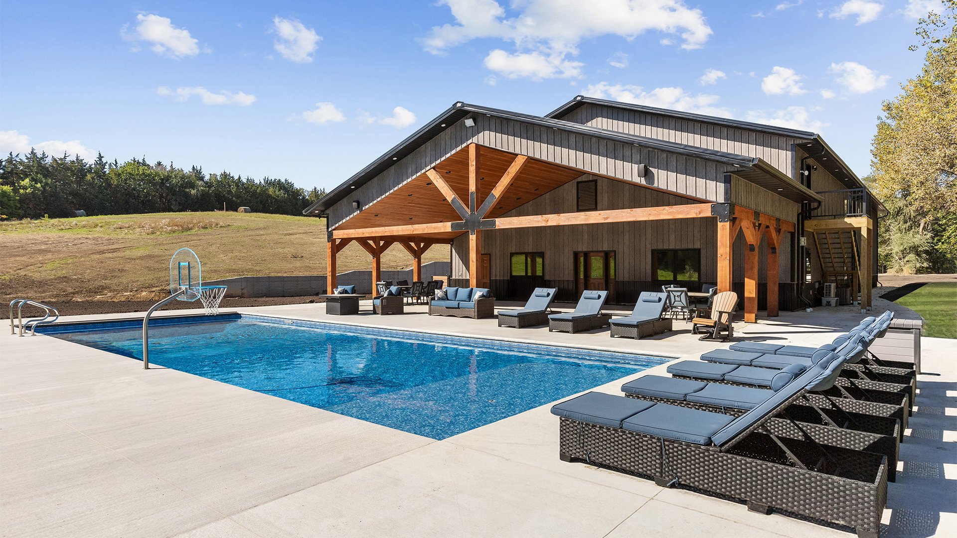 Finished barndominium with pool