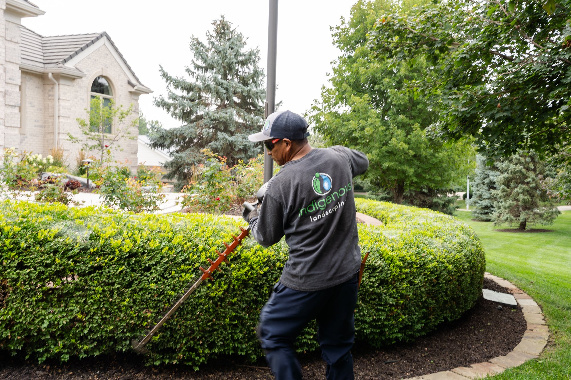 Landscaping crew at luxury home