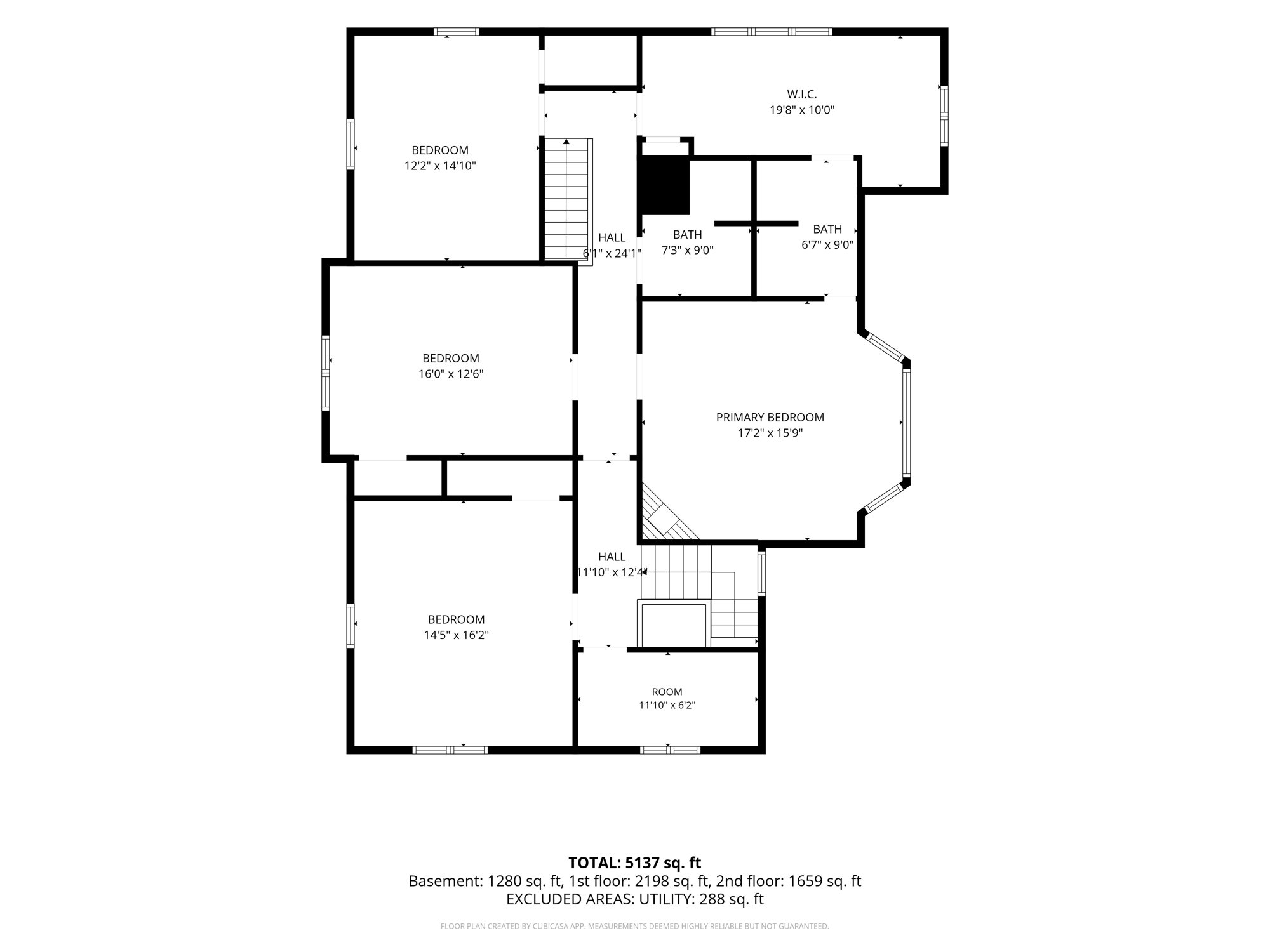 2D floorplan — second floor with dimensions