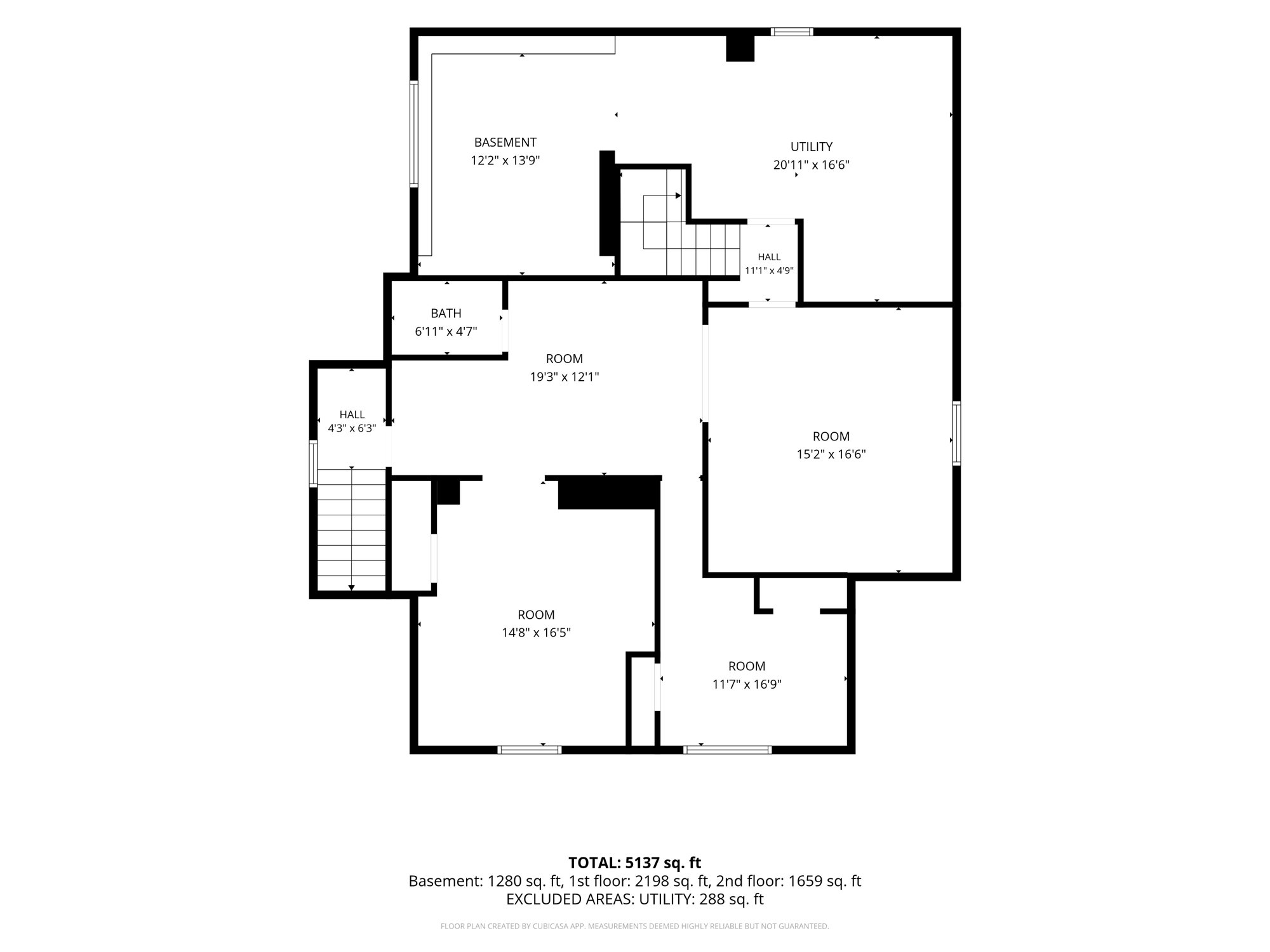 2D floorplan — basement with dimensions