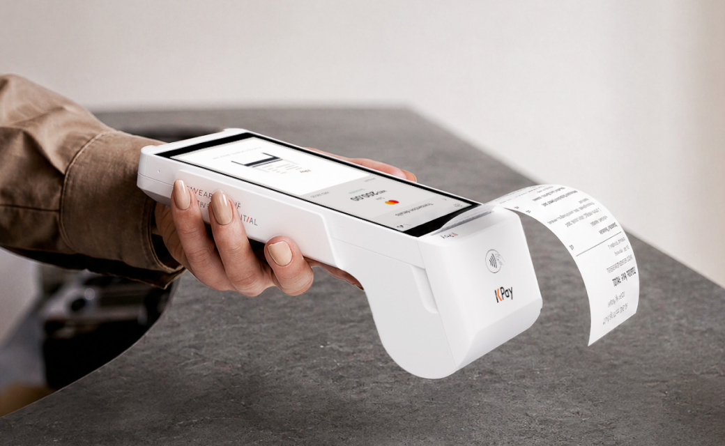 KPay terminal printing a paper receipt