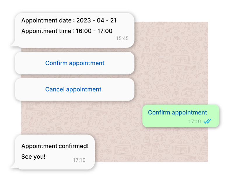 confirming reservation via WhatsApp