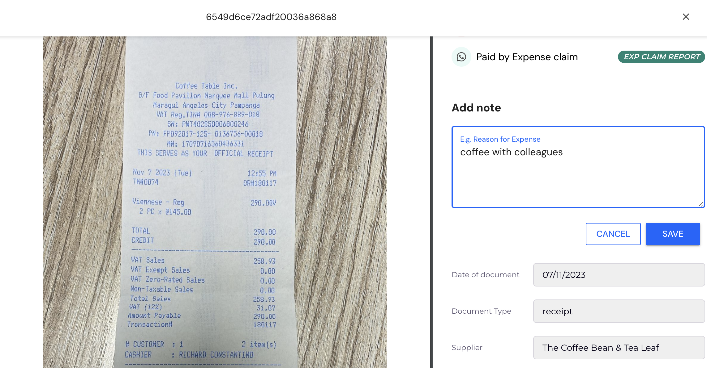 digital cloud system for expense storage with Sleek