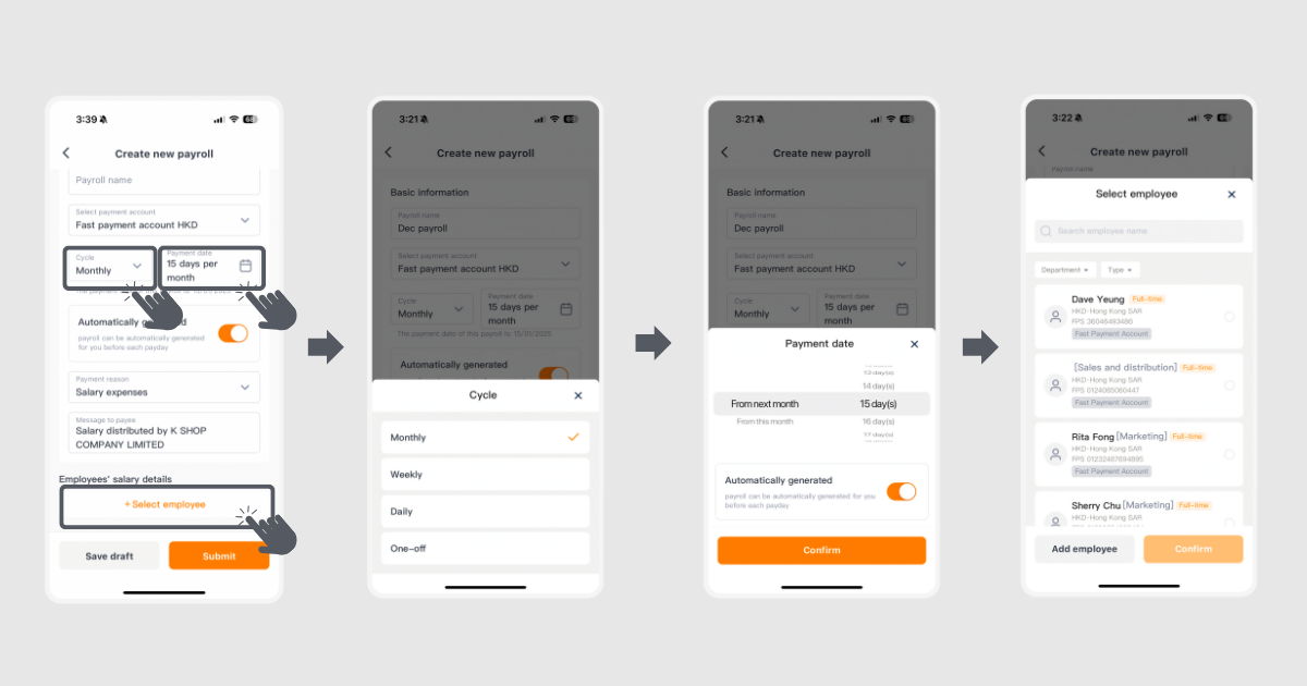 Step 4 of creating a new payroll via the KPay App