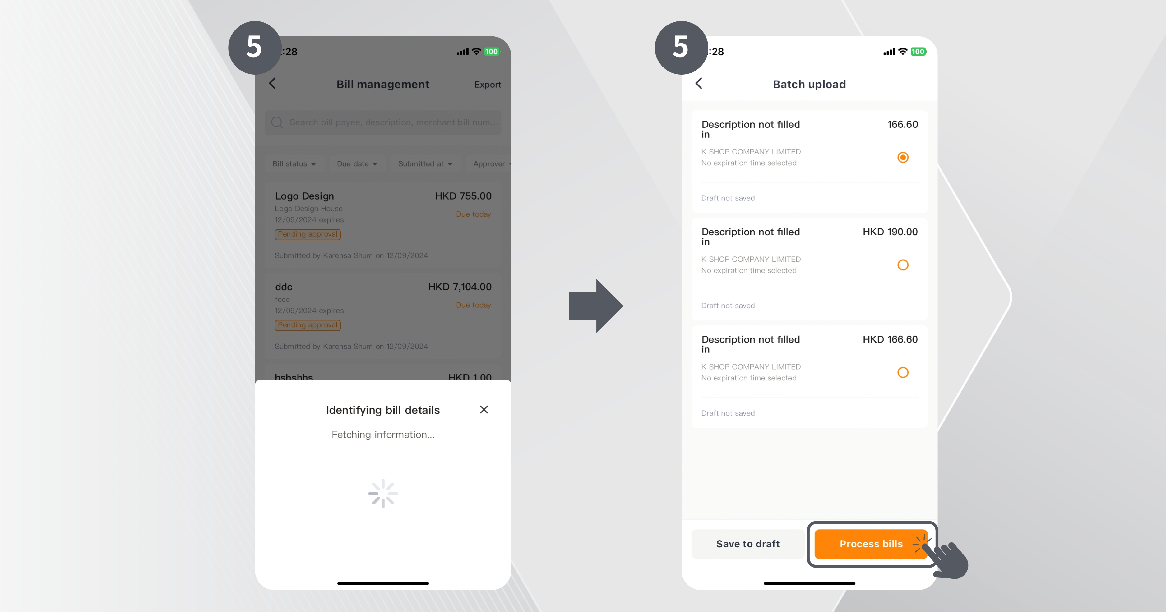 Step 5 of how to upload multiple bills at once (Batch upload)