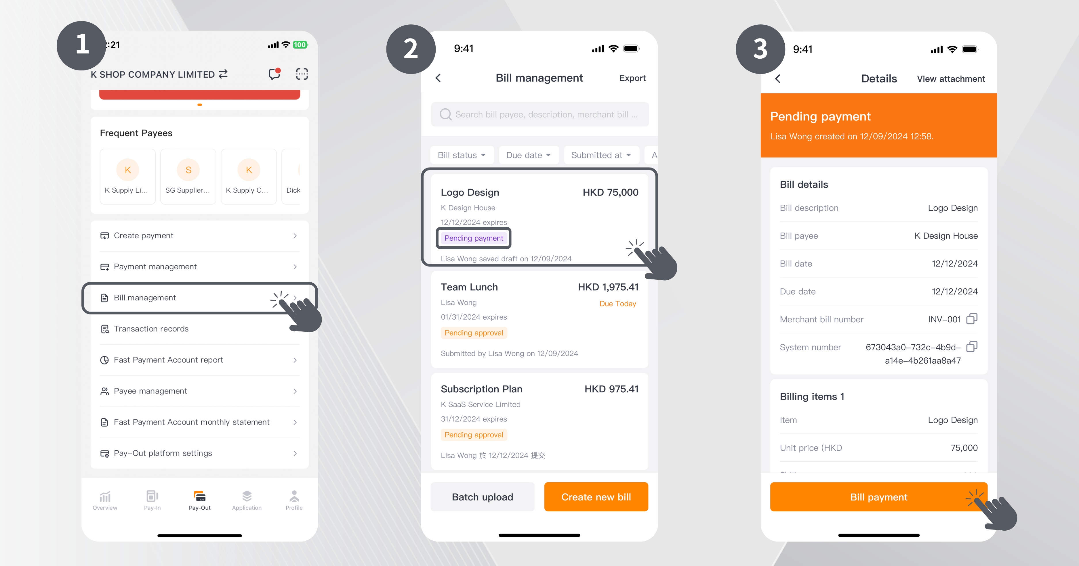 step 1, 2 and 3 of how to set a scheduled payment