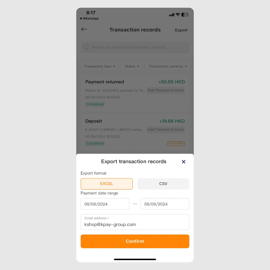 step 5 of downloading KBA transaction records