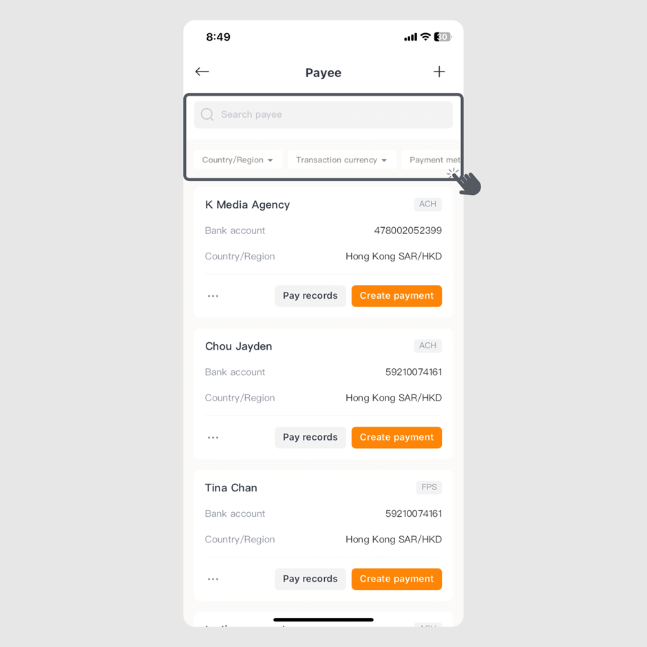 step 2 of how to edit a payee