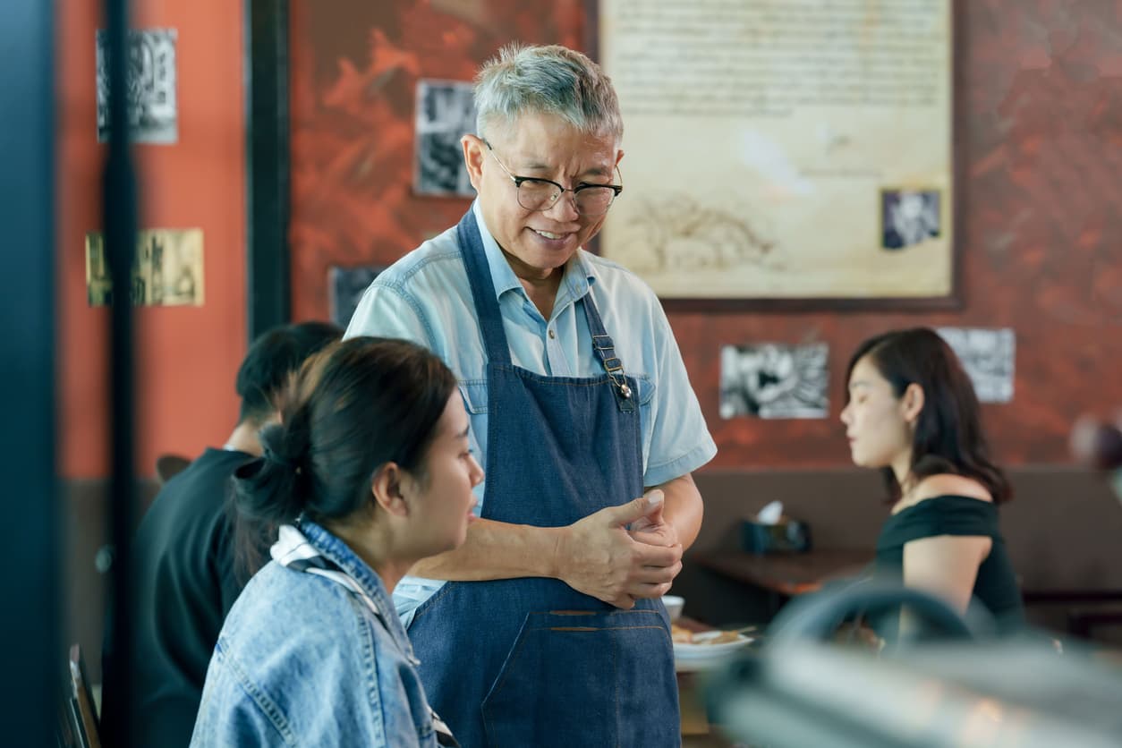 talking to a regular customer