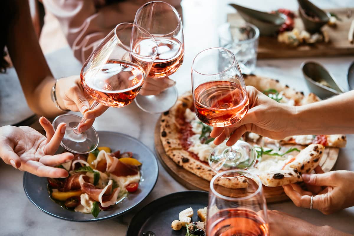 friends having wine together