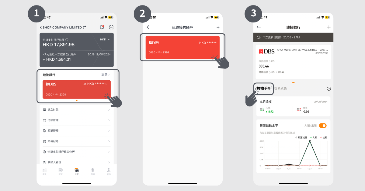 如何查閱「連接銀行」內的公司賬戶的數據分析
