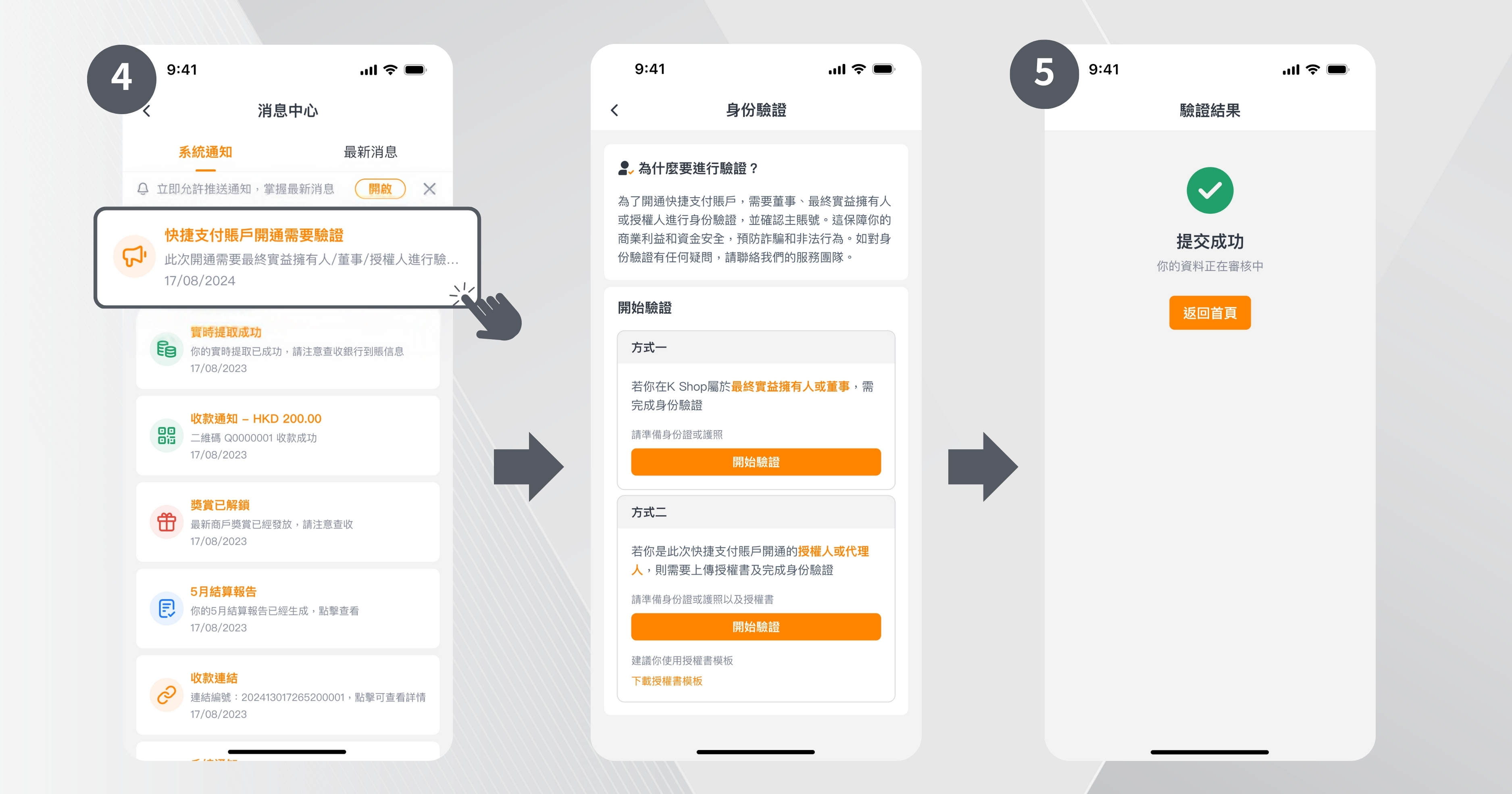 KPay現有商戶如何開通KPay 商業賬戶步驟4,5