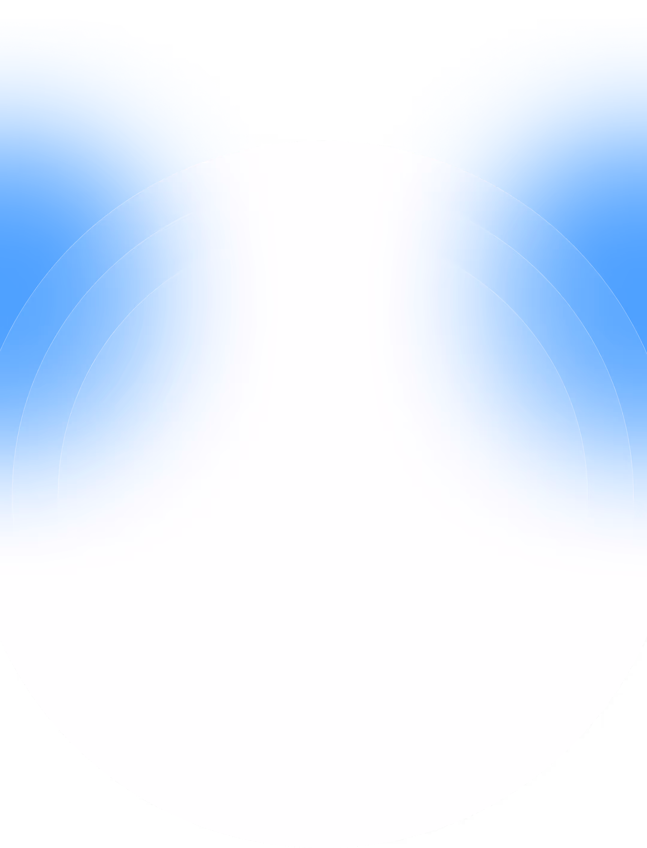 Graphic of a large white circular gradient over a blue background with layered curved outlines.