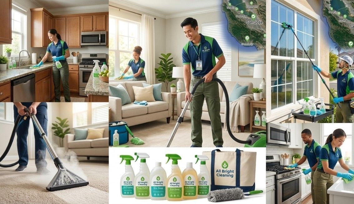 All Bright Cleaning provides professional residential cleaning services, including deep carpet care, window washing, and kitchen sanitization. Their team utilizes branded, specialized supplies to ensure thorough and consistent results throughout your home. Based in the San Jose area, they offer reliable and comprehensive solutions to keep your living space pristine.