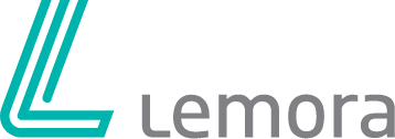 Lemora company logo with stylized letter L in teal and gray text.