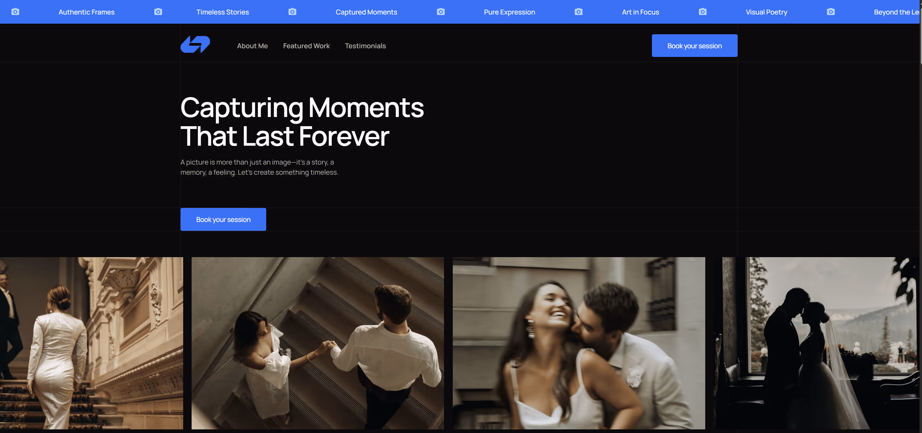 Photography portfolio website redesign - Webflow development by SergioFlow