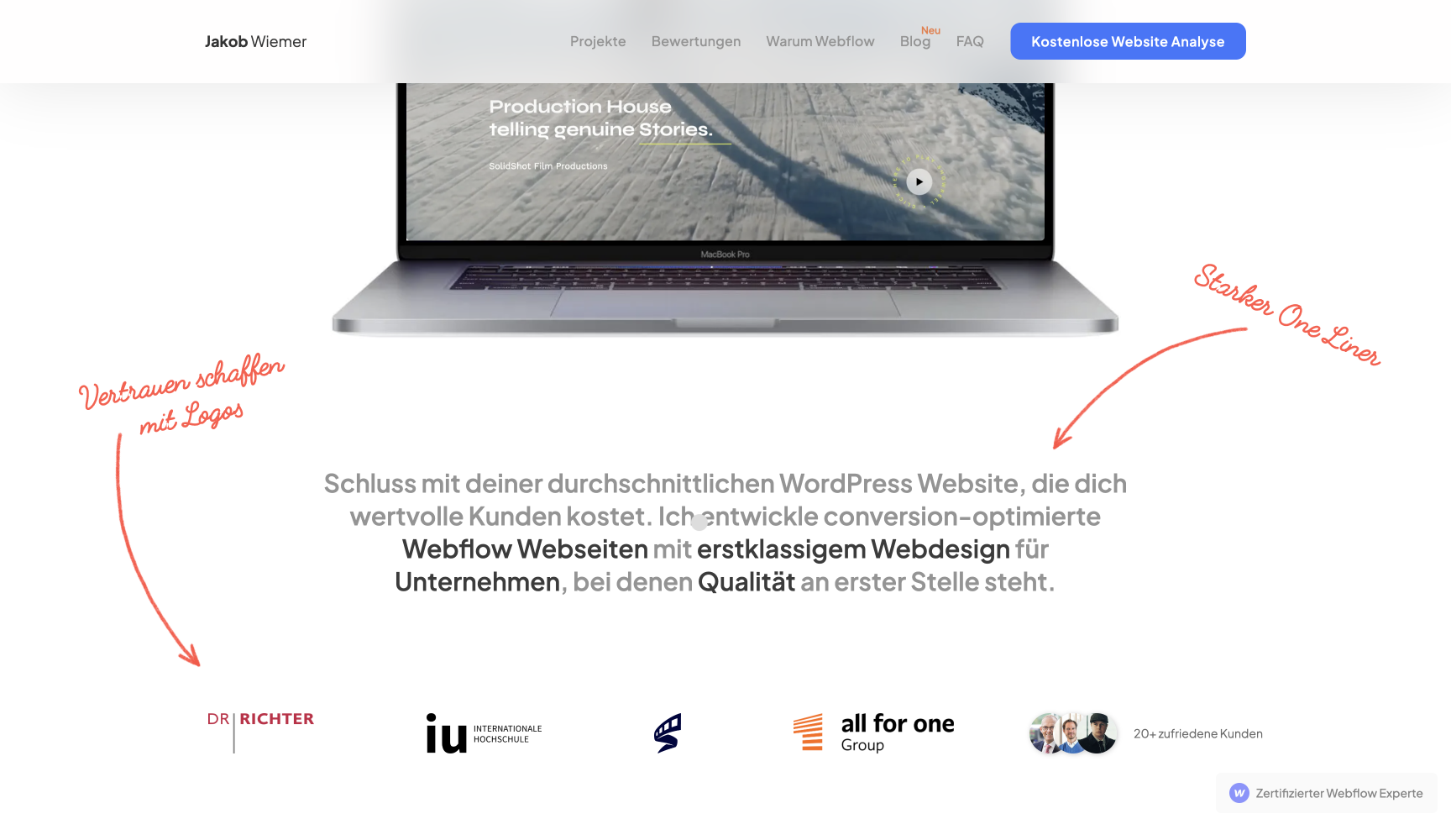 Beispiel einer Hero Sektion