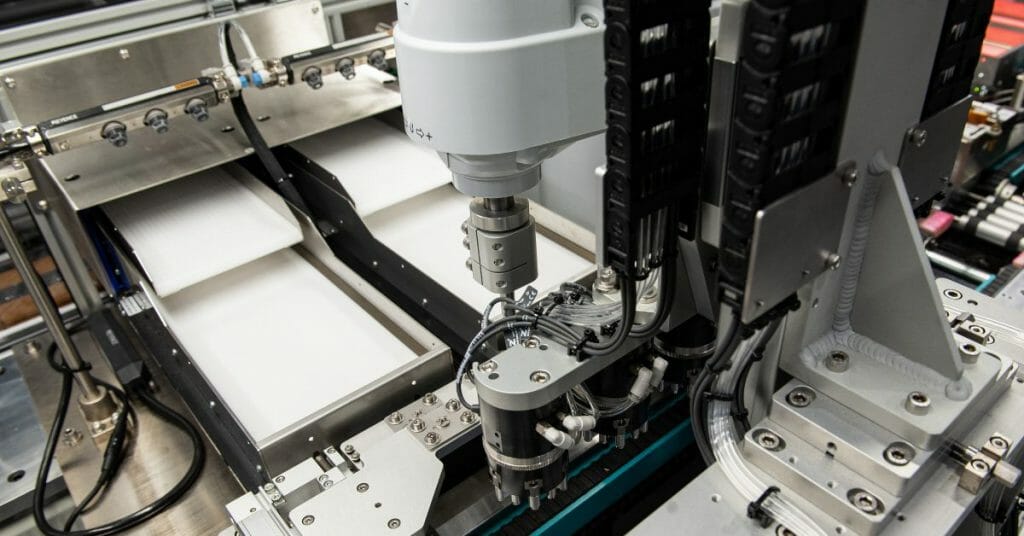 two flex feeders with robotic arm