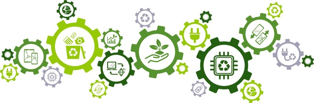Image depicting sustainable e-waste reduction goals for product and packaging design