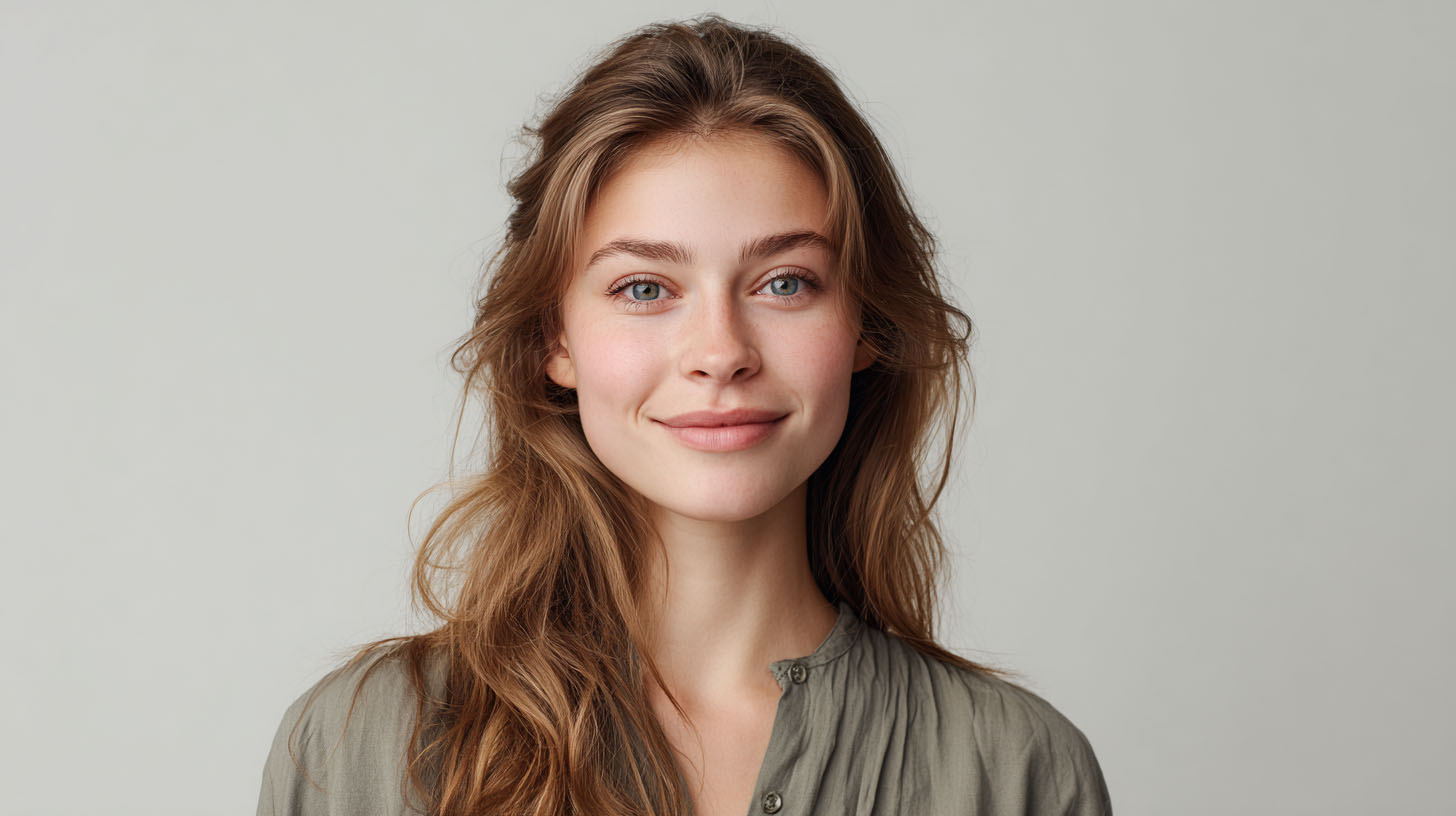 Photo de passeport d’une jeune femme prise en studio professionnel. Service rapide, conforme aux normes officielles, idéal pour vos documents d’identité en Suisse.