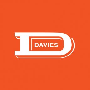 Davies company logo with a stylized white letter D on an orange background.
