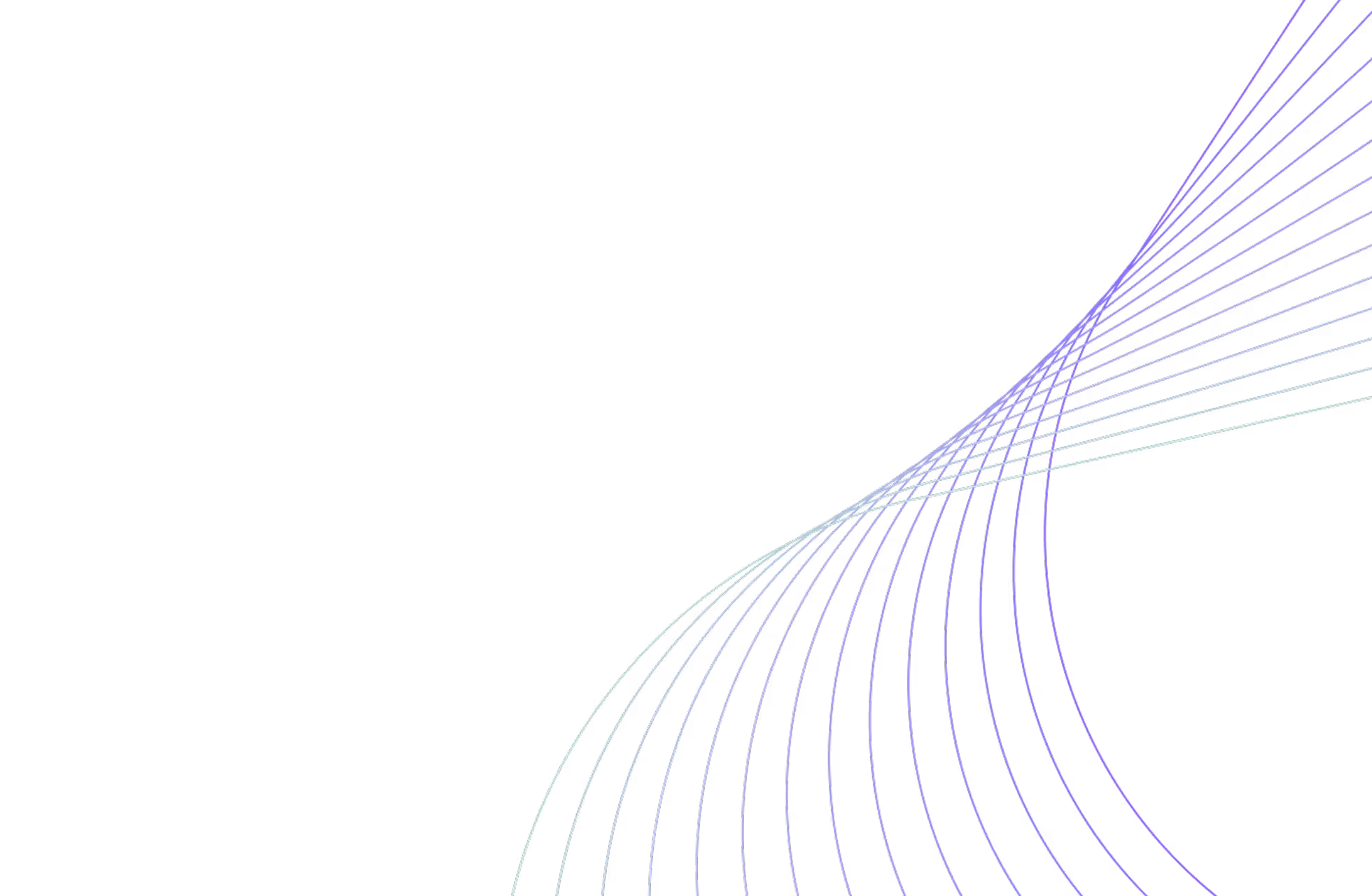 Curved, intersecting thin lines in purple and light blue on a black background forming a wave-like pattern.