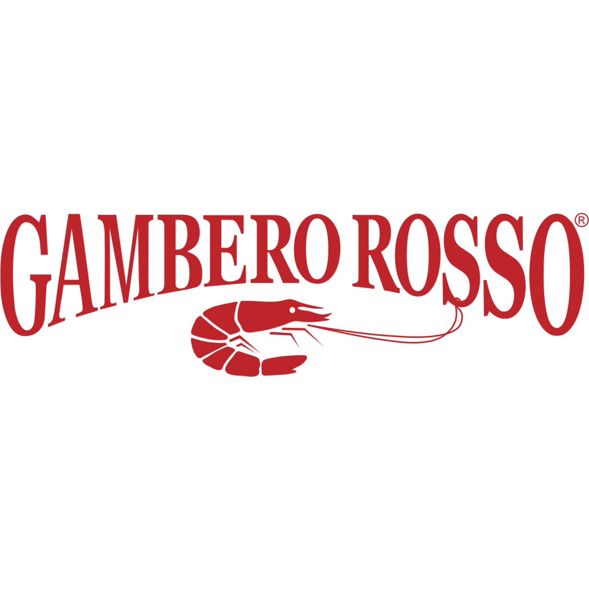 Logo di Gambero Rosso con testo rosso e un gambero stilizzato al centro.