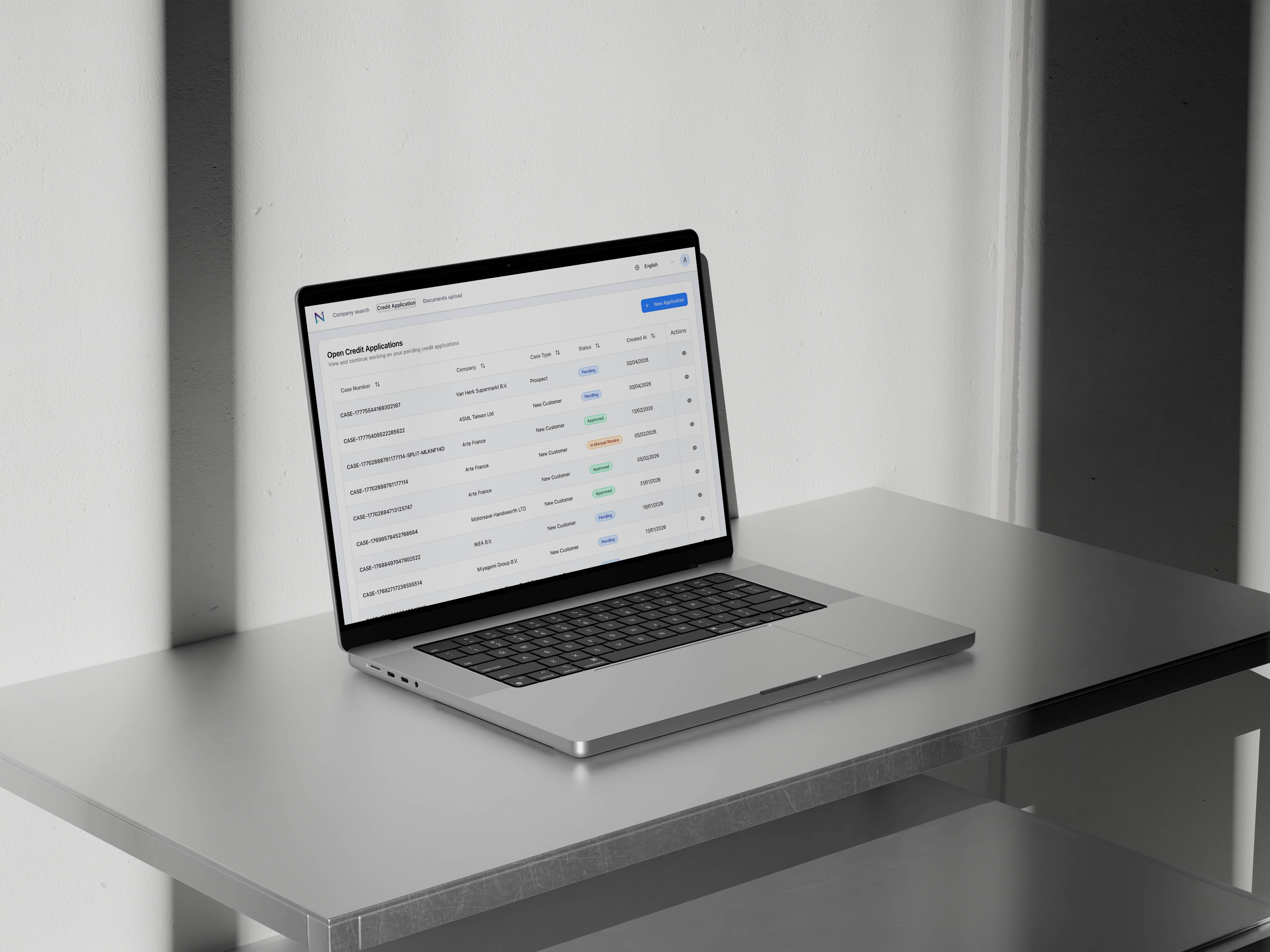 Nrisk credit risk platform interface mockup