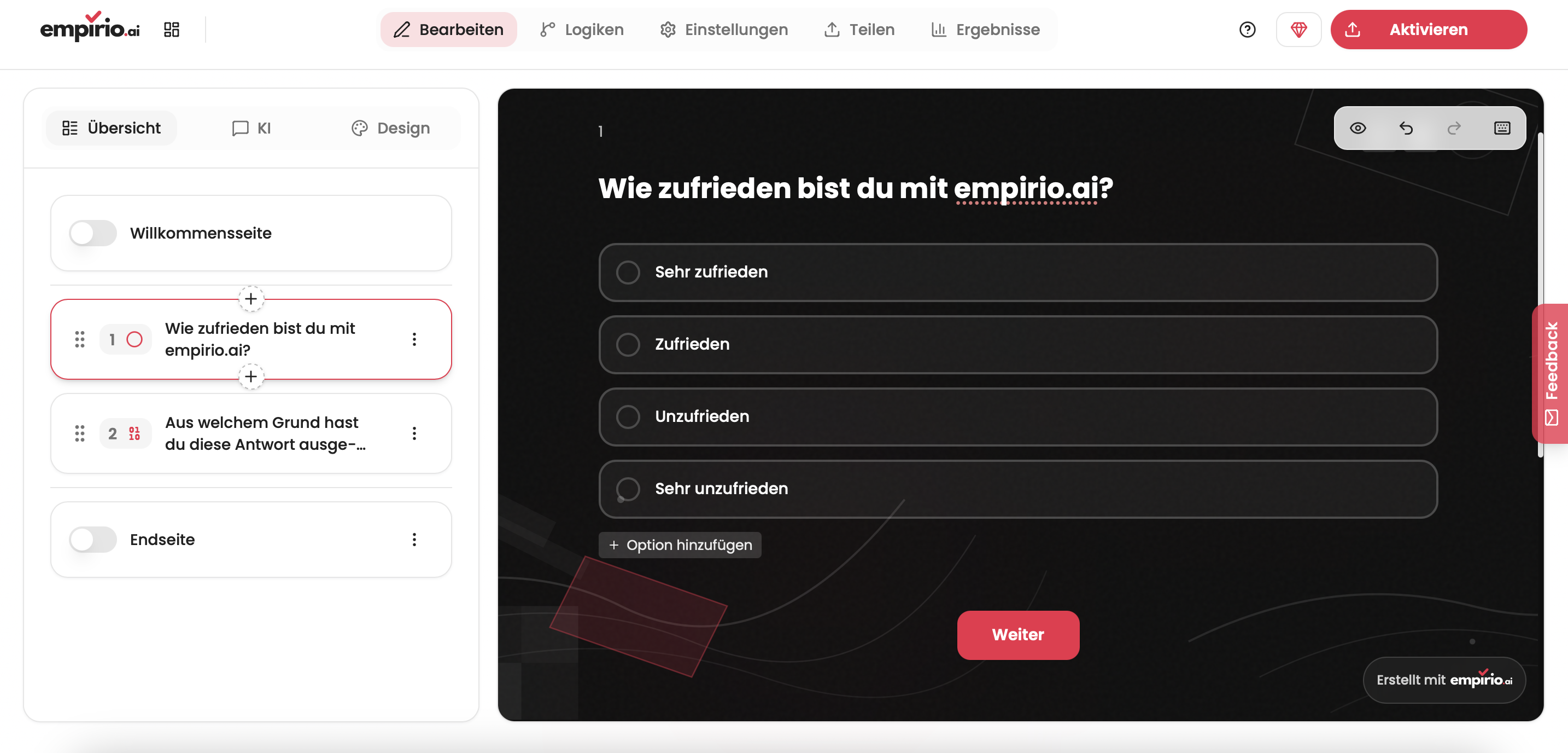 Screenshot vom Umfrage-Tool empirio.ai