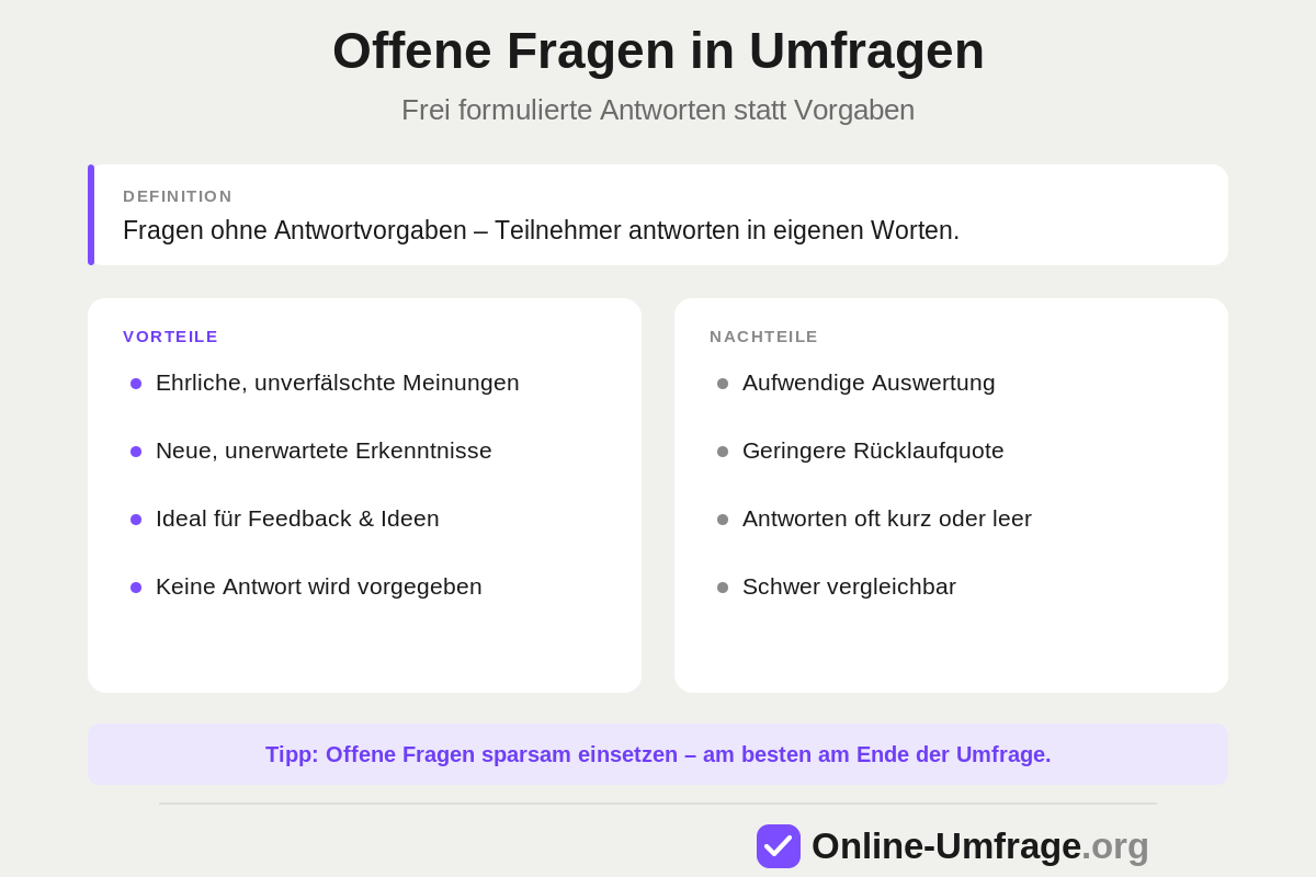 Offene Fragen - alles Wichtige auf einen Blick