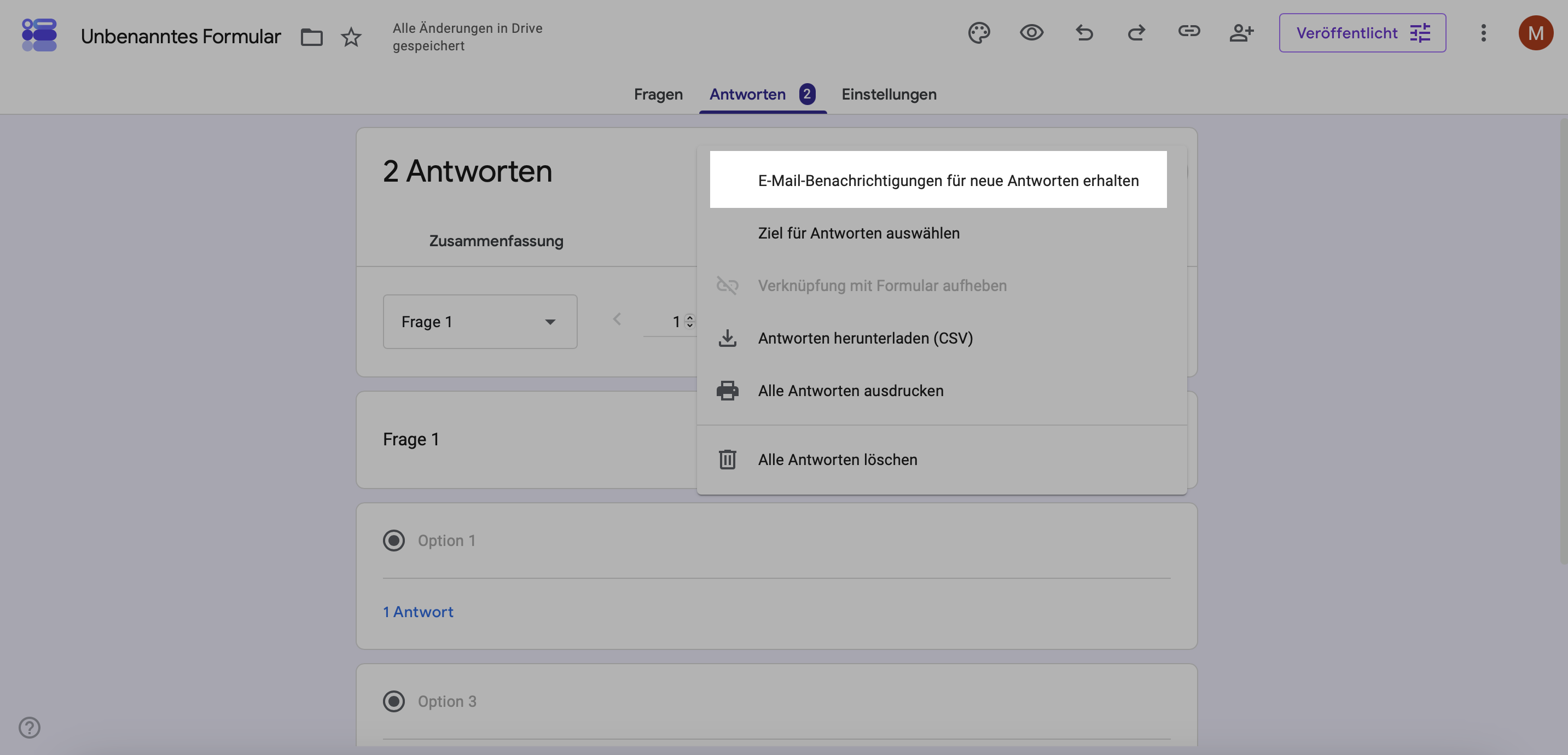 E-Mail Benachrichtigung bei Google Forms aktivieren