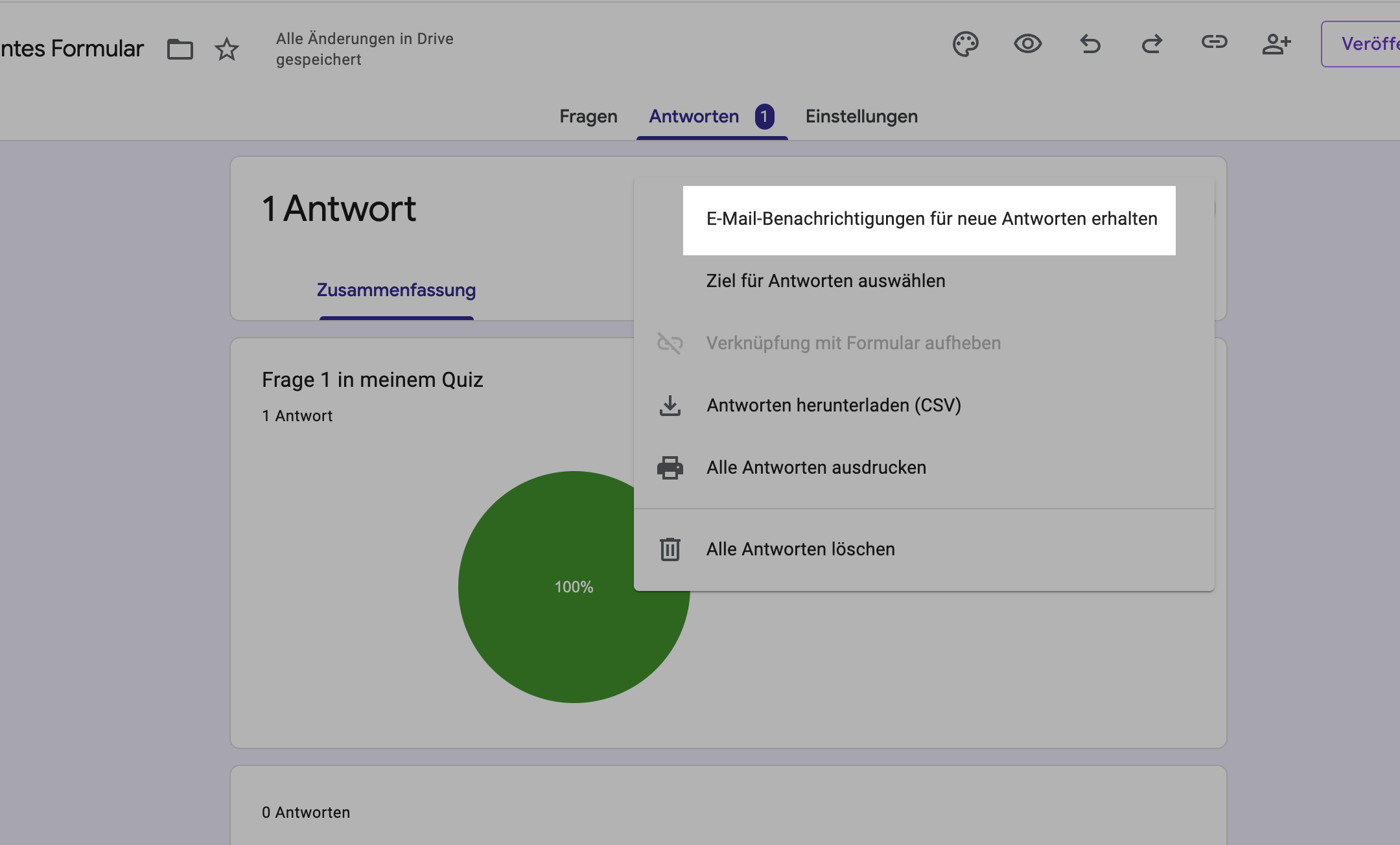 E-Mail Benachrichtigung bei Google Forms einstellen