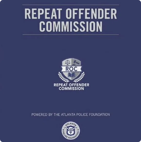 Infographic showing a reduction in repeat offenders from 30% in 2021 to 24% in 2024, with a background image of a person in handcuffs being escorted by police.