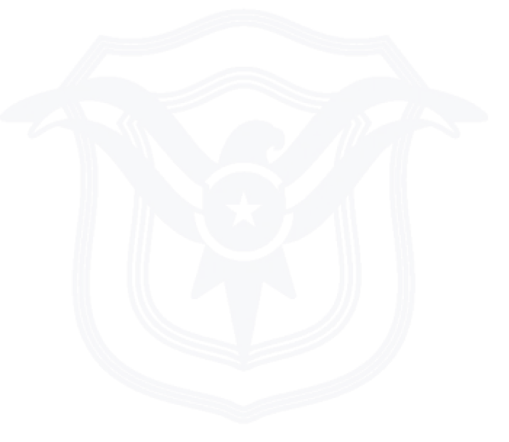 Blue emblem with a stylized bird spreading its wings inside a shield outline.