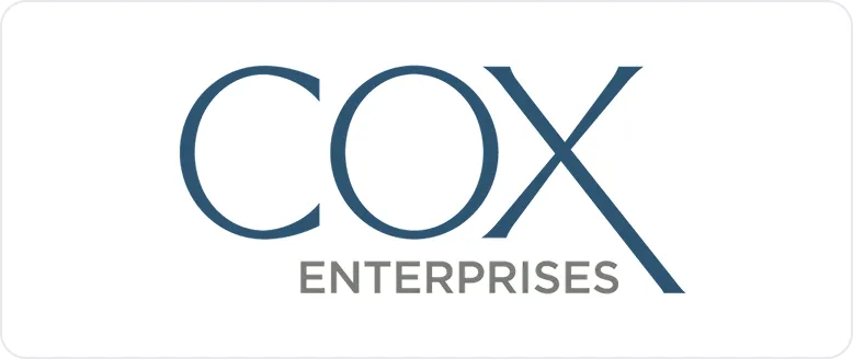 COX Enterprises logo with COX in large blue letters and ENTERPRISES below in smaller gray letters.