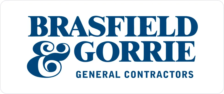 Brasfield & Gorrie General Contractors logo in blue text on white background.