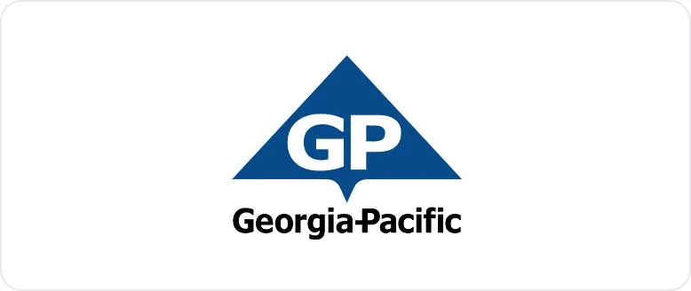 Georgia-Pacific logo with 'GP' letters inside a blue triangle above the company name.