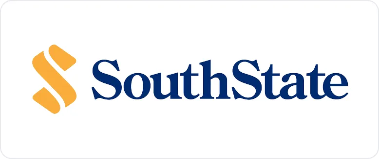 SouthState logo with stylized orange S symbol followed by blue text reading SouthState.