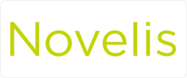 Novelis brand name logo in light green text on white background.