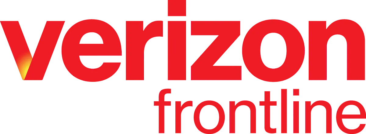 Verizon Frontline logo in bold red text on a transparent background.