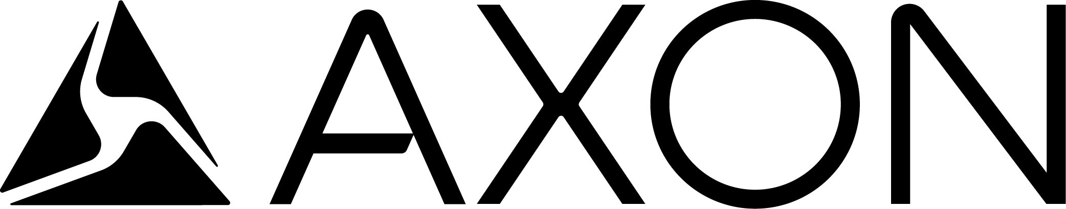 Black logo featuring a stylized hummingbird inside a triangle to the left of the word AXON in uppercase letters.