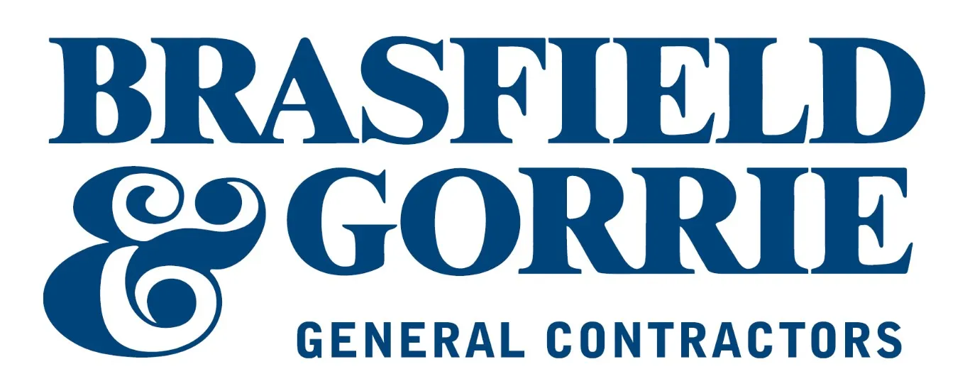 Brasfield & Gorrie General Contractors logo with navy blue text on a white background.