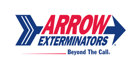 Logo of Arrow Exterminators featuring blue arrows pointing right and red text 'ARROW' above blue text 'EXTERMINATORS' with smaller blue text reading 'Beyond The Call'.