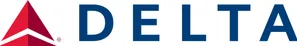 Delta Airlines logo with a red triangular symbol next to the blue word 'DELTA'.