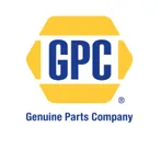 GPC Genuine Parts Company logo with blue letters inside a yellow hexagon shape.