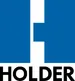 Blue geometric logo above the word HOLDER in black capital letters.